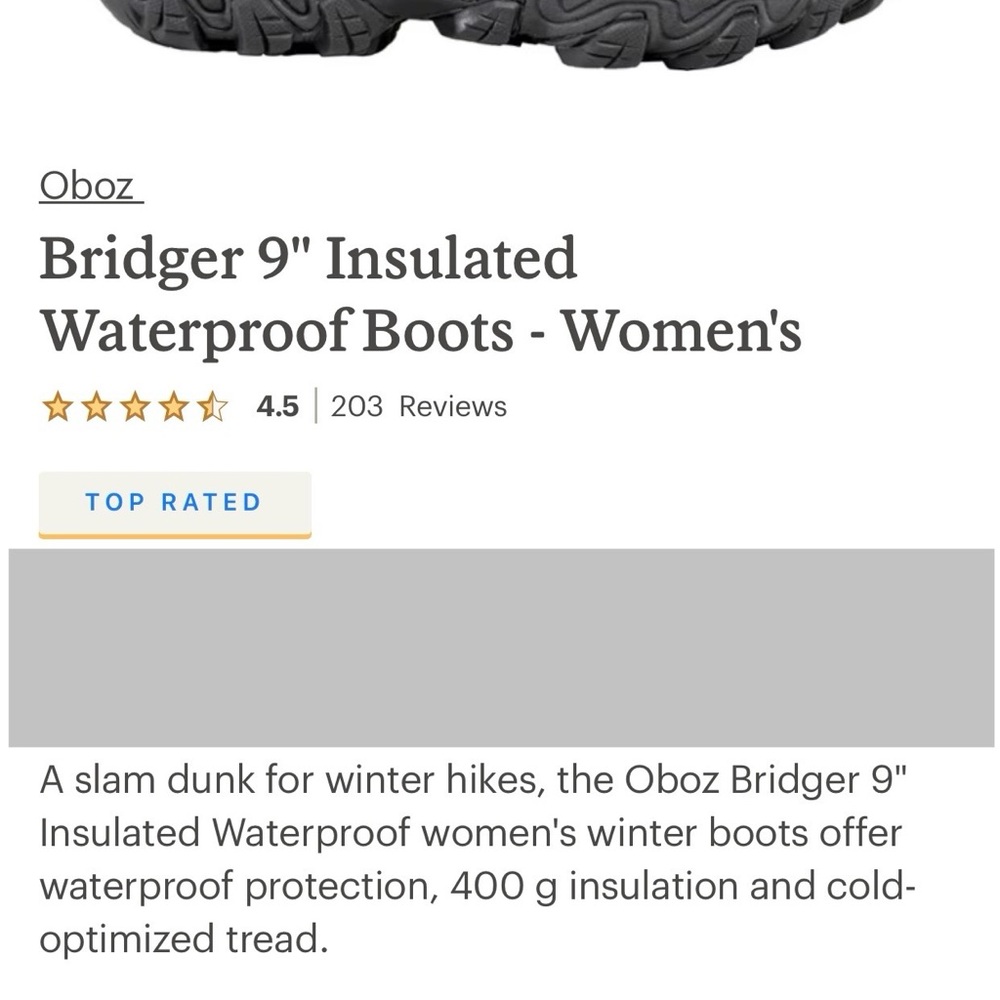 Oboz Bridger 9" Insulated Winter Waterproof Hiking Boots 6/36 Activewear Outdoor - Picture 14 of 16